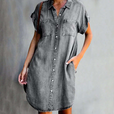 Erna - Elegantes Denim Kleid mit Bauchbedeckung