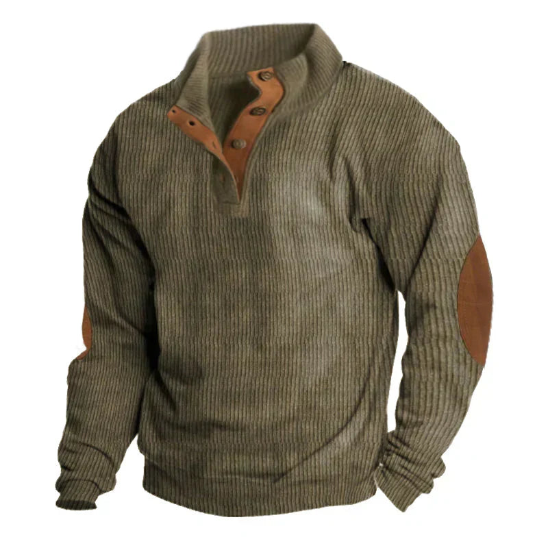 Henry™ - Herren gerippter Pullover mit Knöpfen