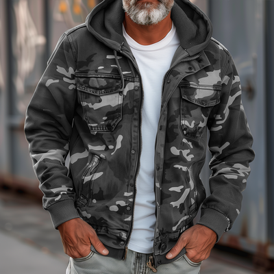 Leon | Tarnfarbene Cargo-Jacke mit Kapuze