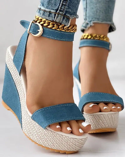 Isla | Denim-Keilsandalen