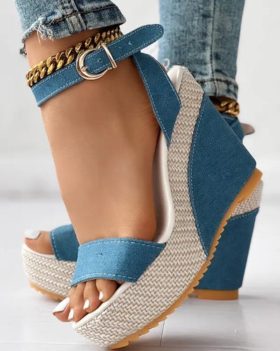 Isla | Denim-Keilsandalen