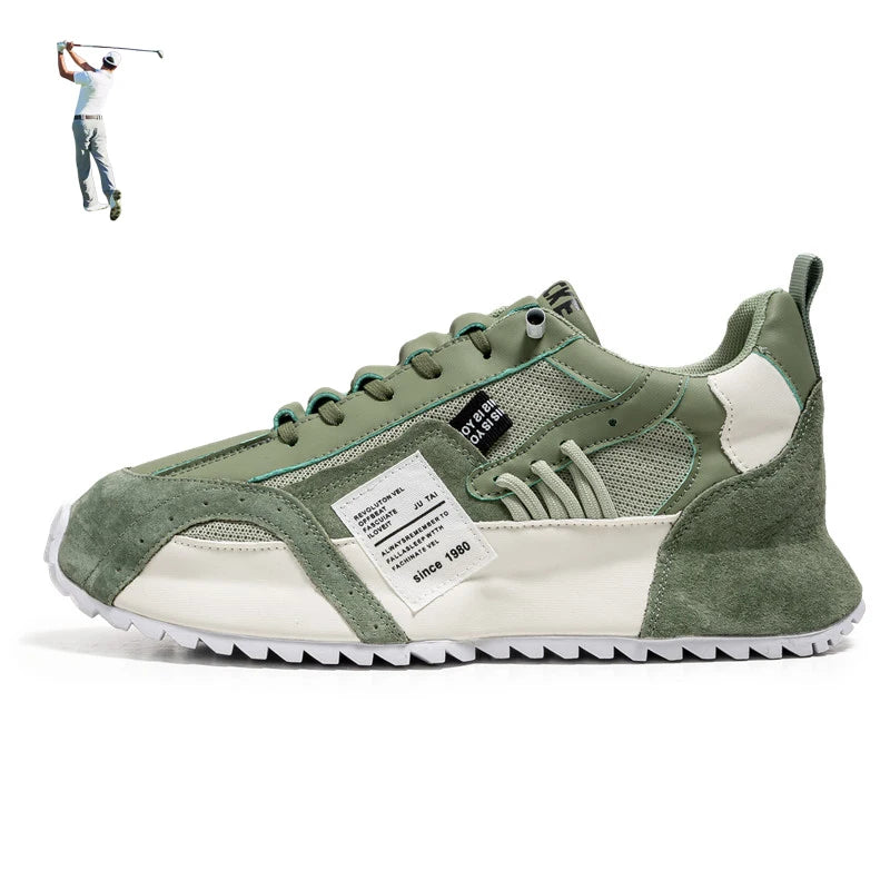 Army Green Mens Leisure Golf Sport Sneakers Black Green Male Trendy Golfer Athletic Training Shoes Spring Summer Golfer Trainers