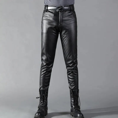 SCHWARZE MERCURY SKINNY STRETCH KUNSTLEDERHOSE