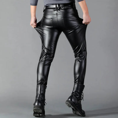 SCHWARZE MERCURY SKINNY STRETCH KUNSTLEDERHOSE