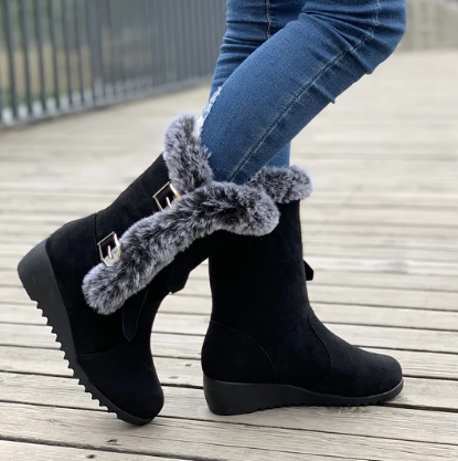 Seraphina | Beiläufige Metallschnalle Fleece Mid-calf Schneestiefel