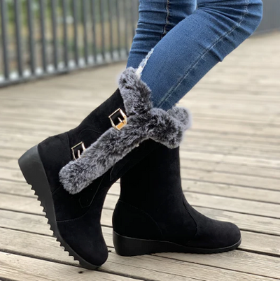 Seraphina | Beiläufige Metallschnalle Fleece Mid-calf Schneestiefel