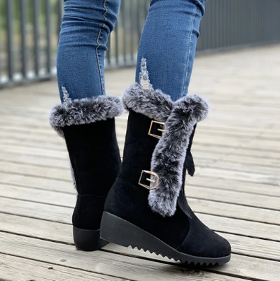 Seraphina | Beiläufige Metallschnalle Fleece Mid-calf Schneestiefel