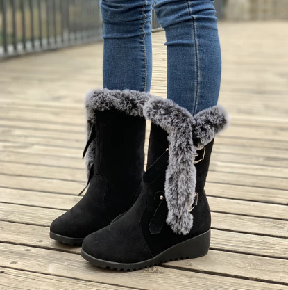 Seraphina | Beiläufige Metallschnalle Fleece Mid-calf Schneestiefel