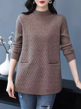 Mittellanger Rollkragenpullover für Damen