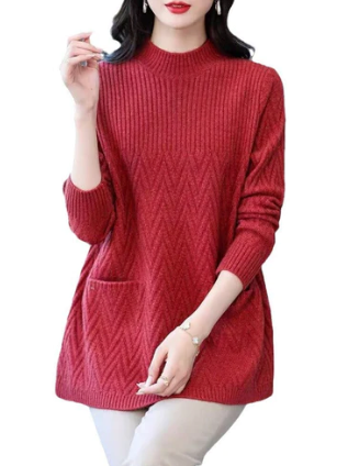 Mittellanger Rollkragenpullover für Damen