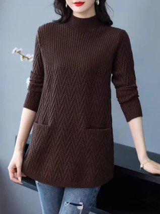 Mittellanger Rollkragenpullover für Damen