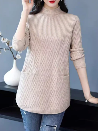 Mittellanger Rollkragenpullover für Damen