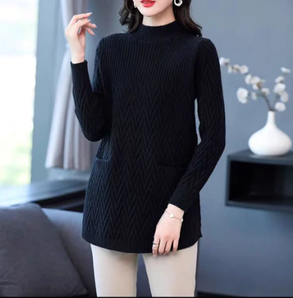 Mittellanger Rollkragenpullover für Damen