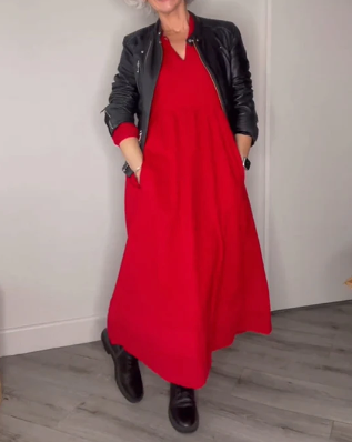 Dove™️ | Elegantes Kleid mit V-Ringen und langen Ärmeln