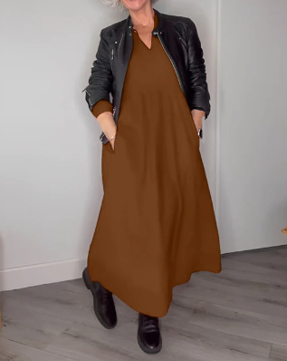 Dove™️ | Elegantes Kleid mit V-Ringen und langen Ärmeln