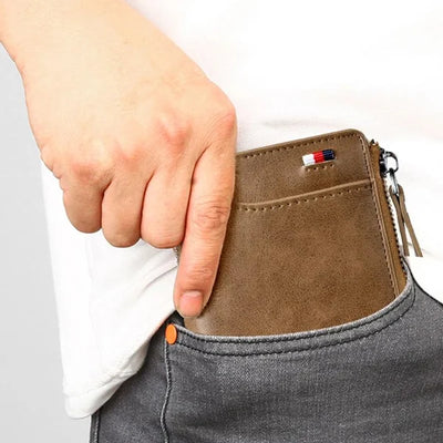 Herren Portemonnaie Zipper PU Leder Geldbörse ( RFID PROTECTED )