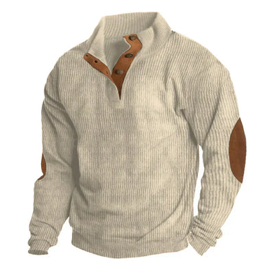 Henry™ - Herren gerippter Pullover mit Knöpfen