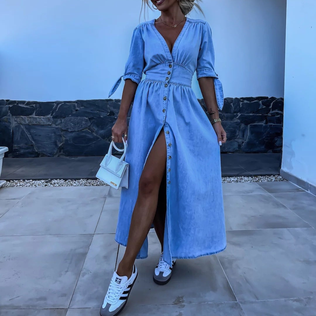 Mara | Denim Maxikleid