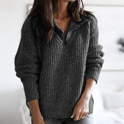 Miley | Halber Reißverschluss Strickpullover