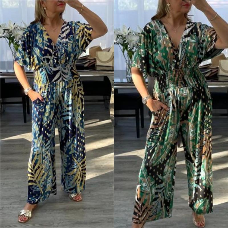 Elisa | Blatt Druck Jumpsuit