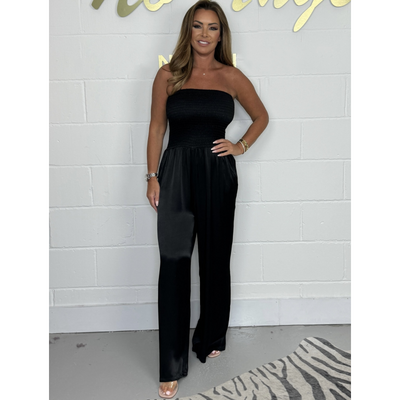 Ellia | Trägerloser Jumpsuit mit weitem Bein