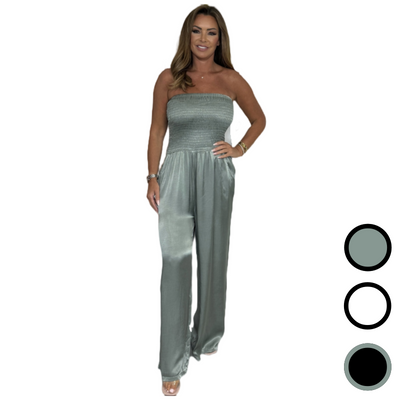 Ellia | Trägerloser Jumpsuit mit weitem Bein