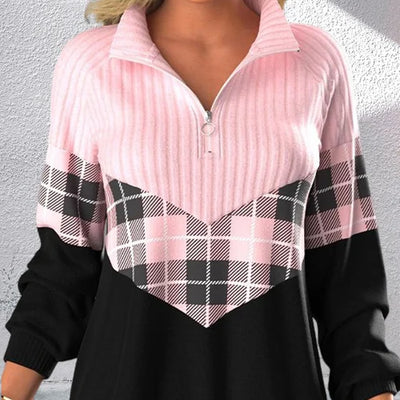 Eleganter Pullover mit V-Ausschnitt und Reißverschluss