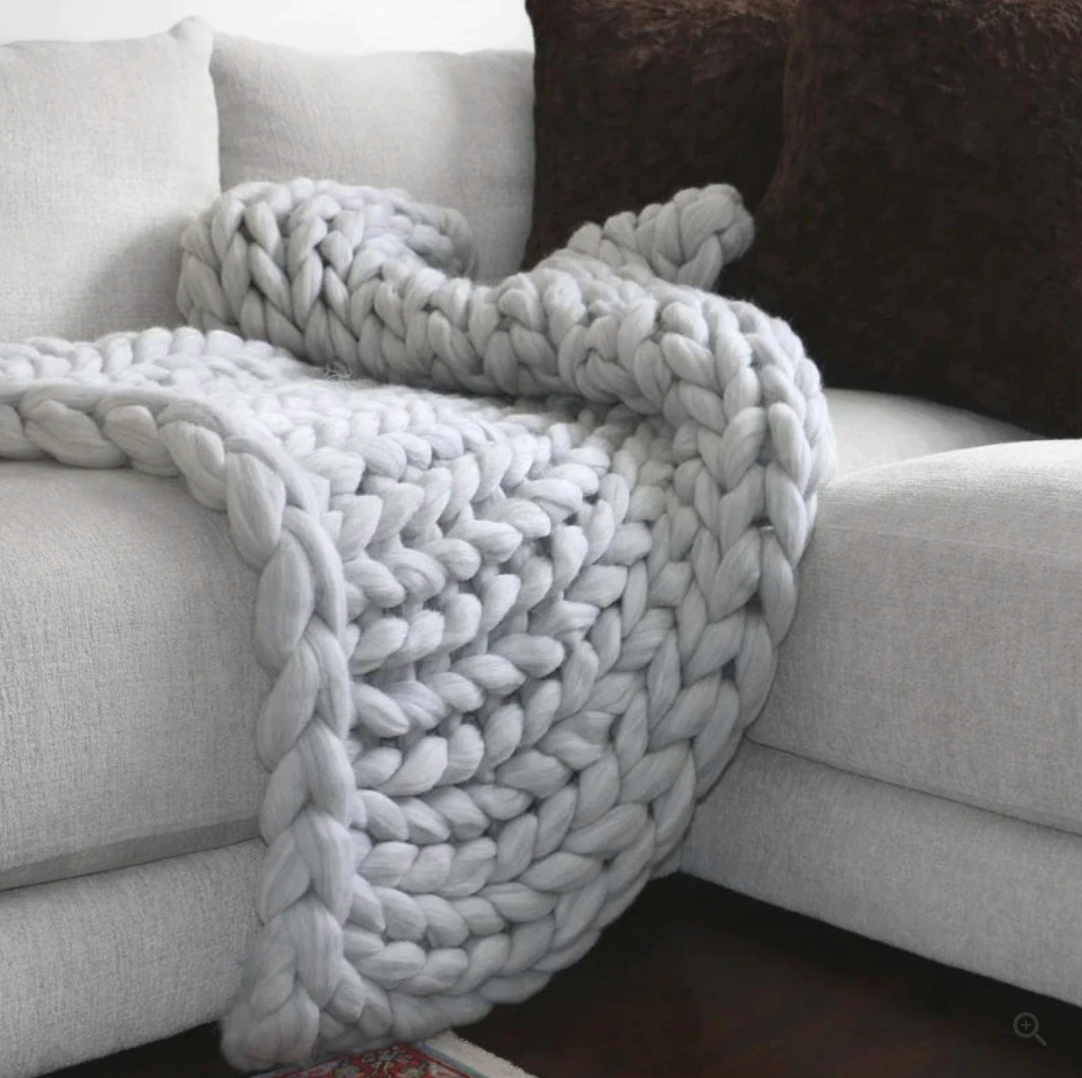 CozyCraft | Handgestrickte Decke aus Merinowolle