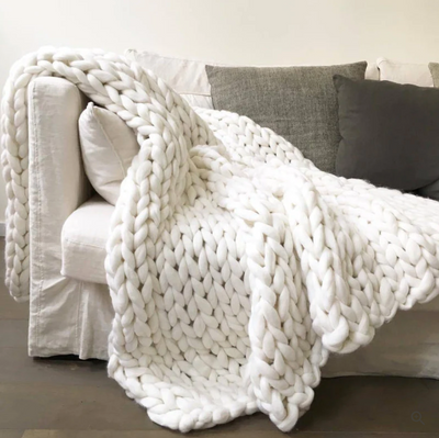 CozyCraft | Handgestrickte Decke aus Merinowolle