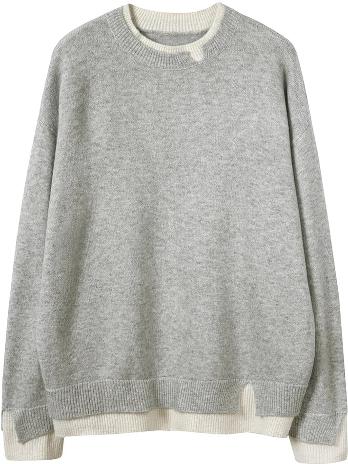 Fay | Grauer und weißer Pullover