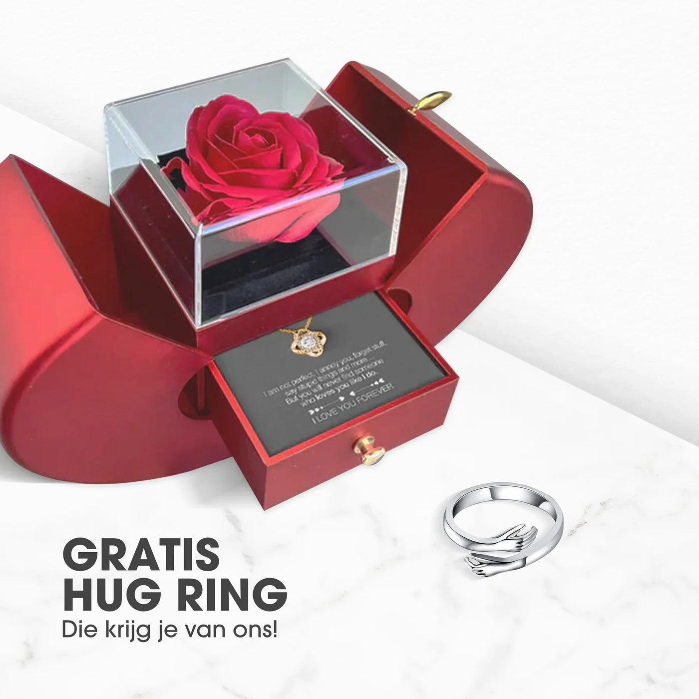 Ewige Blume | Symbolisches Herz mit 14K Kette für deine Geliebte